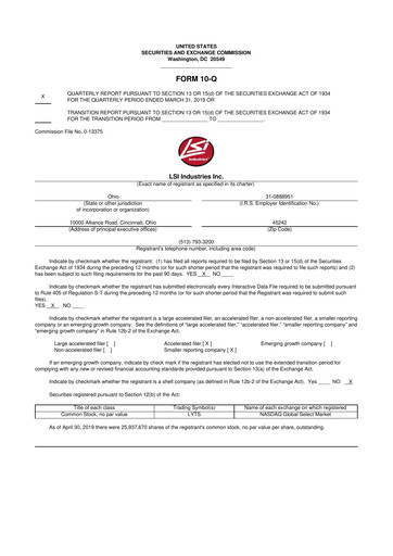 Miniature LSI Industries 10-Q Rapport trimestriel 2019 