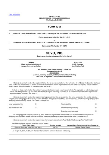 Vorschaubild Gevo 10-Q Quartalsbericht 2019 