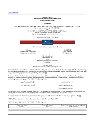 Thumbnail National Healthcare
 10-Q Quarterly Report FY2019 
