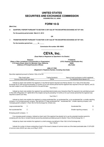 Vorschaubild CEVA
 10-Q Quartalsbericht 2019 