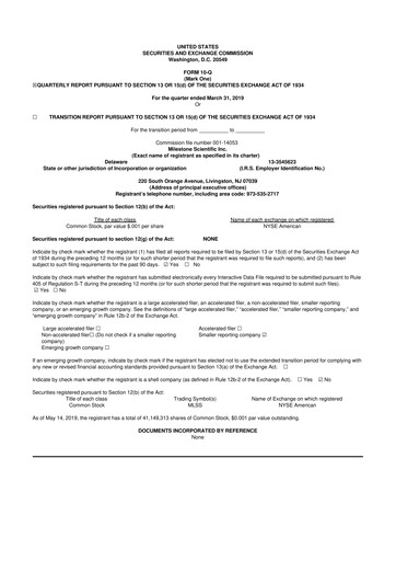 Vorschaubild Milestone Scientific 10-Q Quartalsbericht 2019 