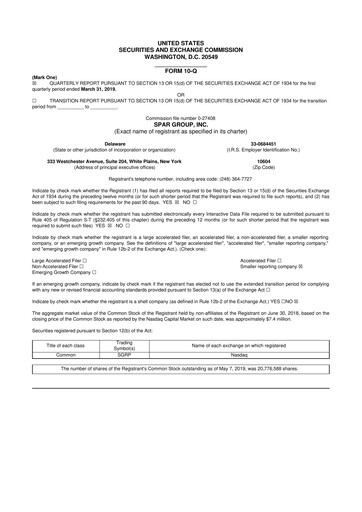 Thumbnail SPAR Group 10-Q Quarterly Report FY2019 