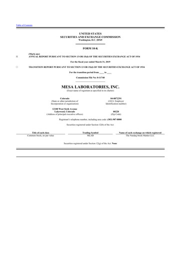 Thumbnail Mesa Laboratories 10-K Annual Report 2019