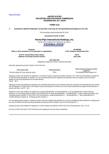 Thumbnail Perma-Pipe International 10-Q Quarterly Report FY 