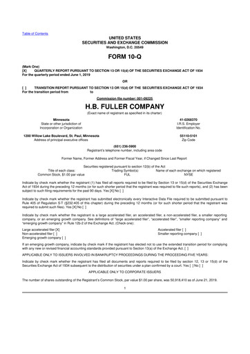 Thumbnail H.B. Fuller
 10-Q Quarterly Report FY 