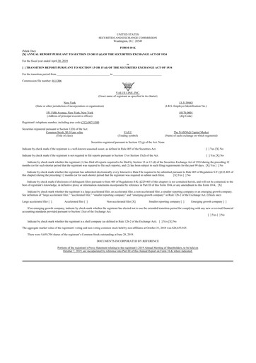 Thumbnail Value Line 10-K Annual Report 2019