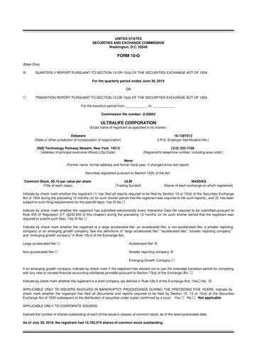 Thumbnail Ultralife Corporation 10-Q Quarterly Report FY2019 