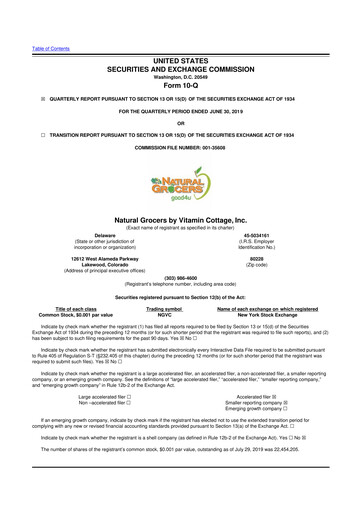 Thumbnail Natural Grocers by Vitamin Cottage 10-Q Quarterly Report FY2019 