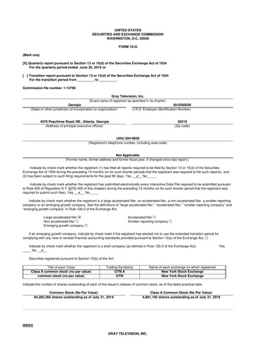 Thumbnail Gray Media
 10-Q Quarterly Report FY2019 