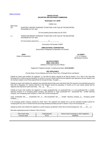 Thumbnail Ames National Corp. 10-Q Quarterly Report FY 