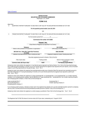 Thumbnail Vaxart 10-Q Quarterly Report FY2019 