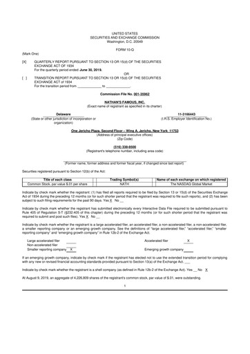 Miniature Nathan's Famous 10-Q Rapport trimestriel 2020 