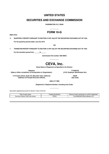 Vorschaubild CEVA
 10-Q Quartalsbericht 2019 