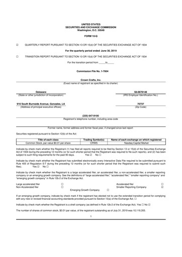 Thumbnail Crown Crafts 10-Q Quarterly Report FY2020 