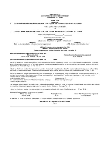 Vorschaubild Milestone Scientific 10-Q Quartalsbericht 2019 