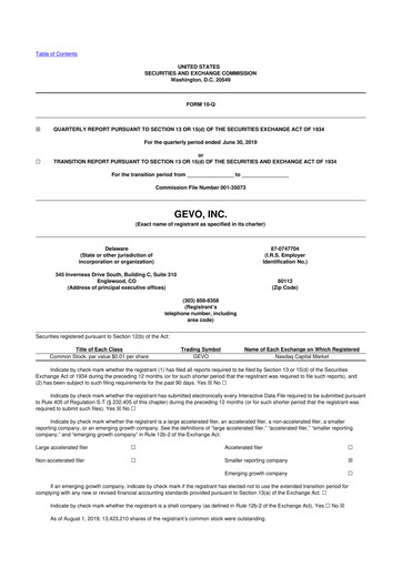Vorschaubild Gevo 10-Q Quartalsbericht 2019 