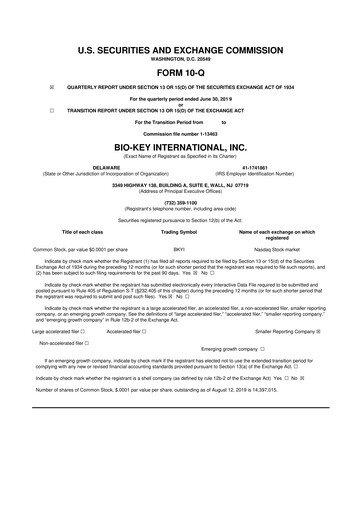 Vorschaubild BIO-key International
 10-Q Quartalsbericht 2019 