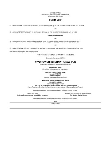 Vorschaubild VivoPower 20-F Jahresbericht 2019