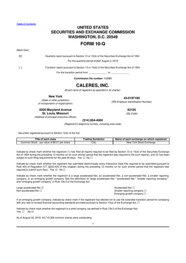 Thumbnail Caleres 10-Q Quarterly Report FY2019 