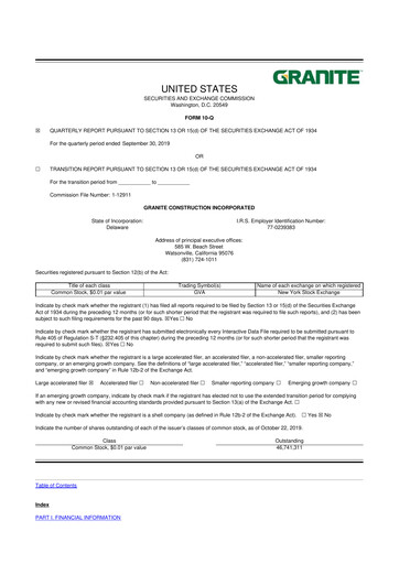 Thumbnail Granite Construction
 10-Q Quarterly Report FY2019 