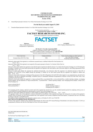 Thumbnail FactSet 10-K Annual Report 2019
