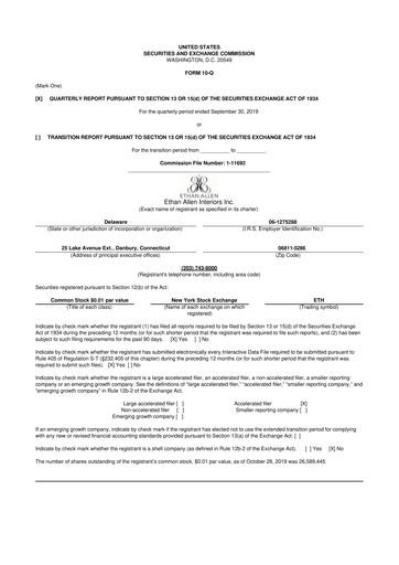 Thumbnail Ethan Allen
 10-Q Quarterly Report FY2019 