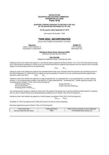 Thumbnail Twin Disc
 10-Q Quarterly Report FY 