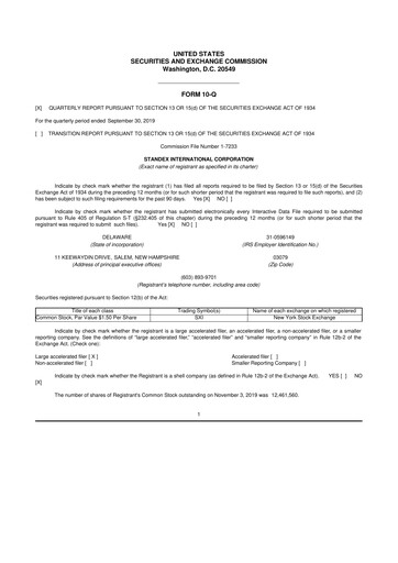 Vorschaubild Standex International 10-Q Quartalsbericht 2020 