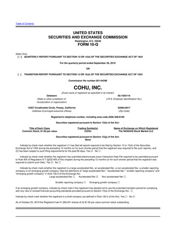 Thumbnail Cohu 10-Q Quarterly Report FY2019 