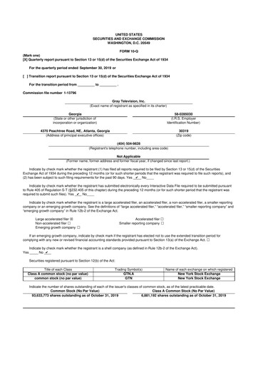 Thumbnail Gray Media
 10-Q Quarterly Report FY2019 