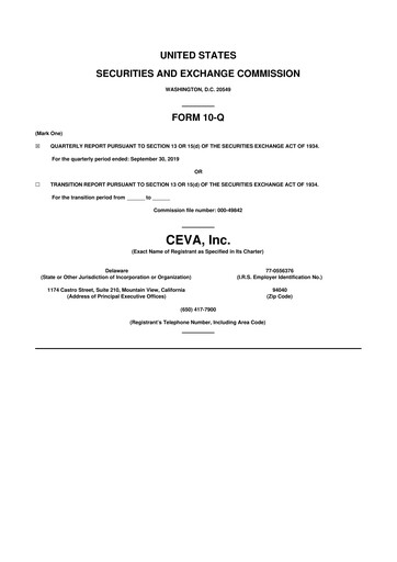 Vorschaubild CEVA
 10-Q Quartalsbericht 2019 