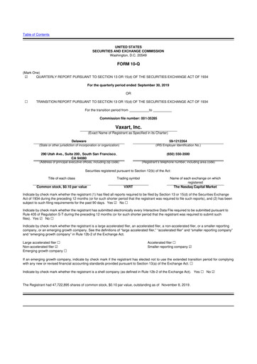Thumbnail Vaxart 10-Q Quarterly Report FY2019 