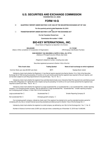 Vorschaubild BIO-key International
 10-Q Quartalsbericht 2019 