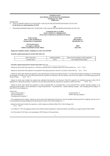 Thumbnail Daily Journal 10-K Annual Report 2019