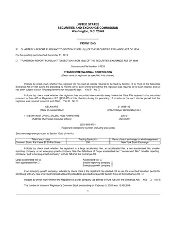 Vorschaubild Standex International 10-Q Quartalsbericht 2020 