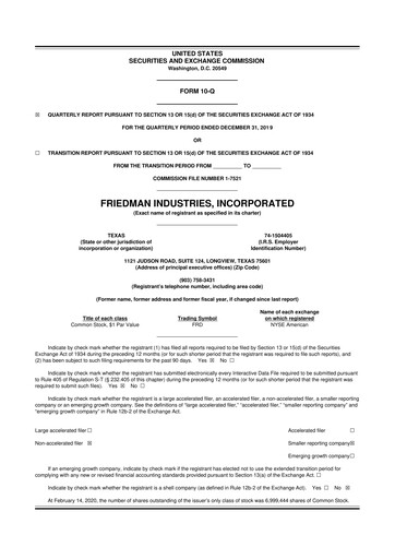 Vorschaubild Friedman Industries 10-Q Quartalsbericht 2020 