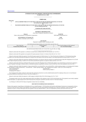 Thumbnail Generac 10-K Annual Report 2019