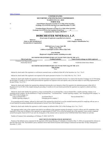 Thumbnail Dorchester Minerals 10-K Annual Report 2019