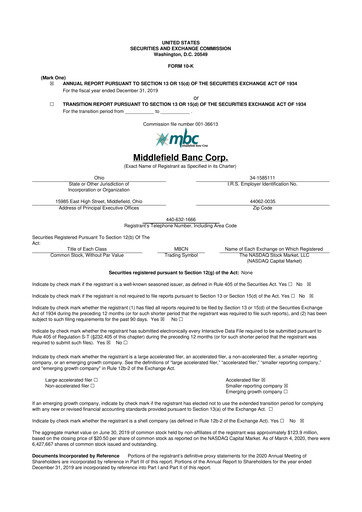 Thumbnail Middlefield Banc
 10-K Annual Report 2019