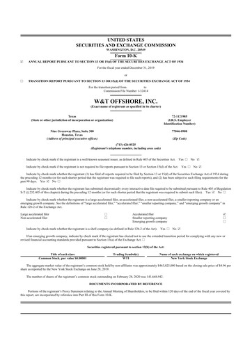 Thumbnail W&T Offshore 10-K Annual Report 2019