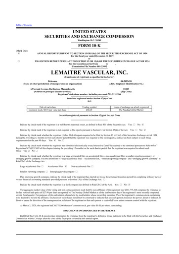 Thumbnail LeMaitre Vascular 10-K Annual Report 2019