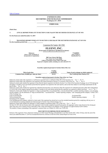 Thumbnail Fluent 10-K Annual Report 2019