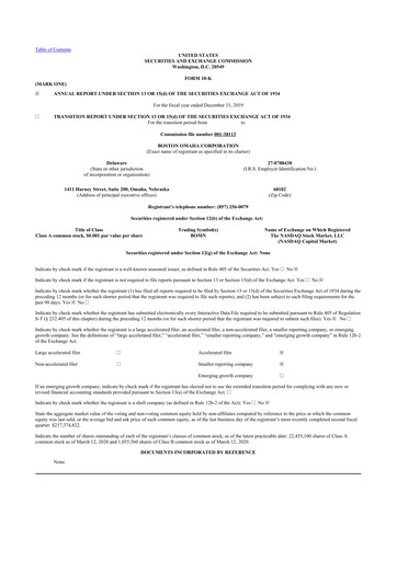 Thumbnail Boston Omaha 10-K Annual Report 2019