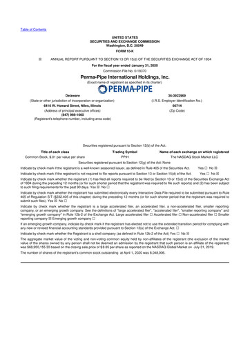 Thumbnail Perma-Pipe International 10-K Annual Report 