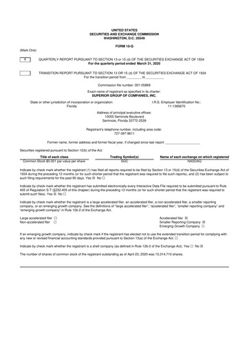 Thumbnail Superior Group of Companies 10-Q Quarterly Report FY2020 