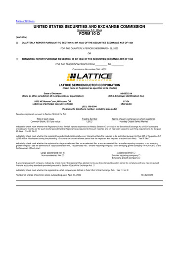 Vorschaubild Lattice Semiconductor 10-Q Quartalsbericht 2020 