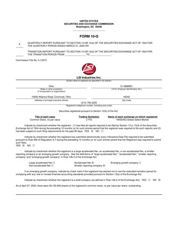 Miniature LSI Industries 10-Q Rapport trimestriel 2020 