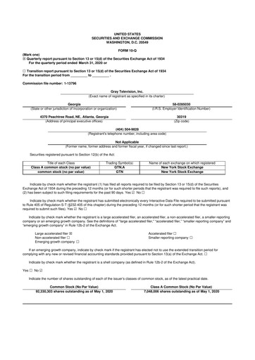 Thumbnail Gray Media
 10-Q Quarterly Report FY2020 