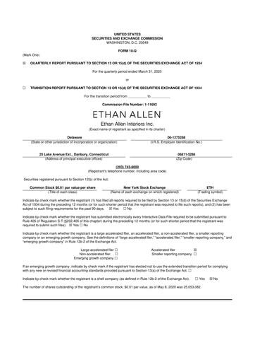 Thumbnail Ethan Allen
 10-Q Quarterly Report FY2019 