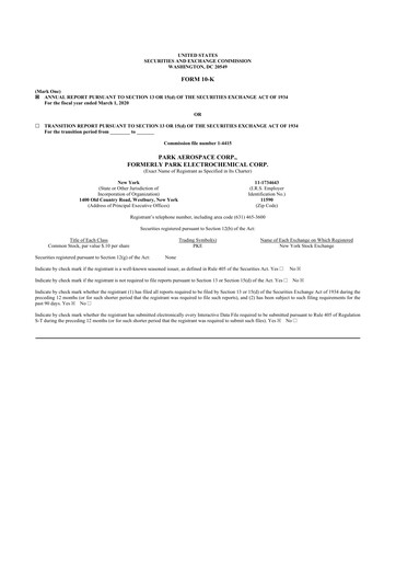 Thumbnail Park Aerospace 10-K Annual Report 2020